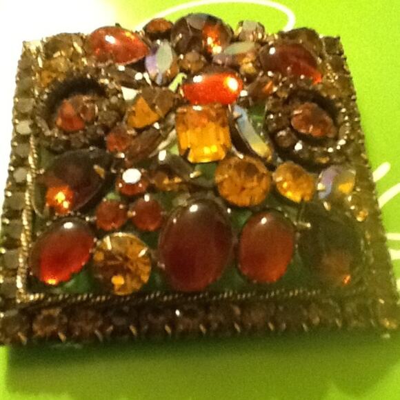 Weiss Signed Vintage Large Amber Topaz Pin - Picture 1 of 4